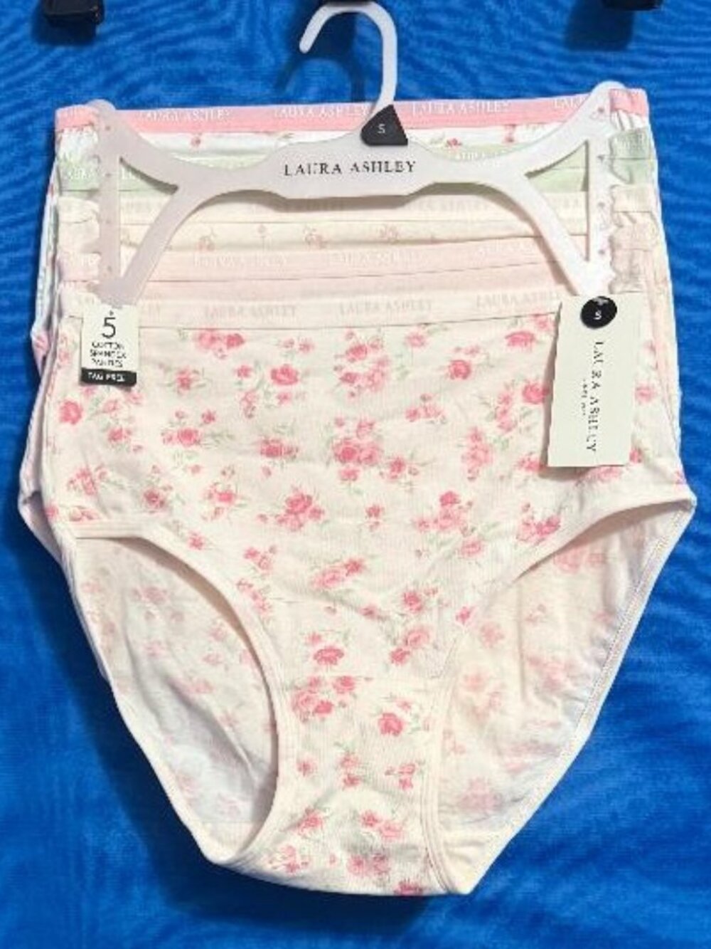 NEW NWT LAURA ASHLEY 5 PACK TAG FREE COTTON / SPANDEX UNDERWEAR PANTIES S SMALL